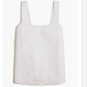 J. Crew Linen Blend White Squareneck Tank Top Sz M